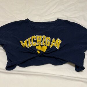 UMICH - vintage tee tied crop top - university of Michigan